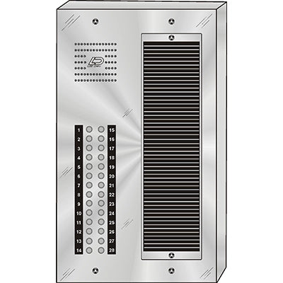 CS-028S 28 Button Surface Mount  CENTURION™ Stainless Steel Apartment Entry Panel  Round Metal Button Style Vandal-Proof Intercom Lobby Panels