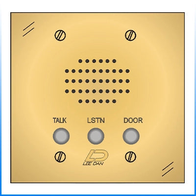 IR-207BRQL 4-Wire Flush Mount Lacquered Solid Polished Brass 2-Gang Apartment Intercom Station Round Metal Buttons