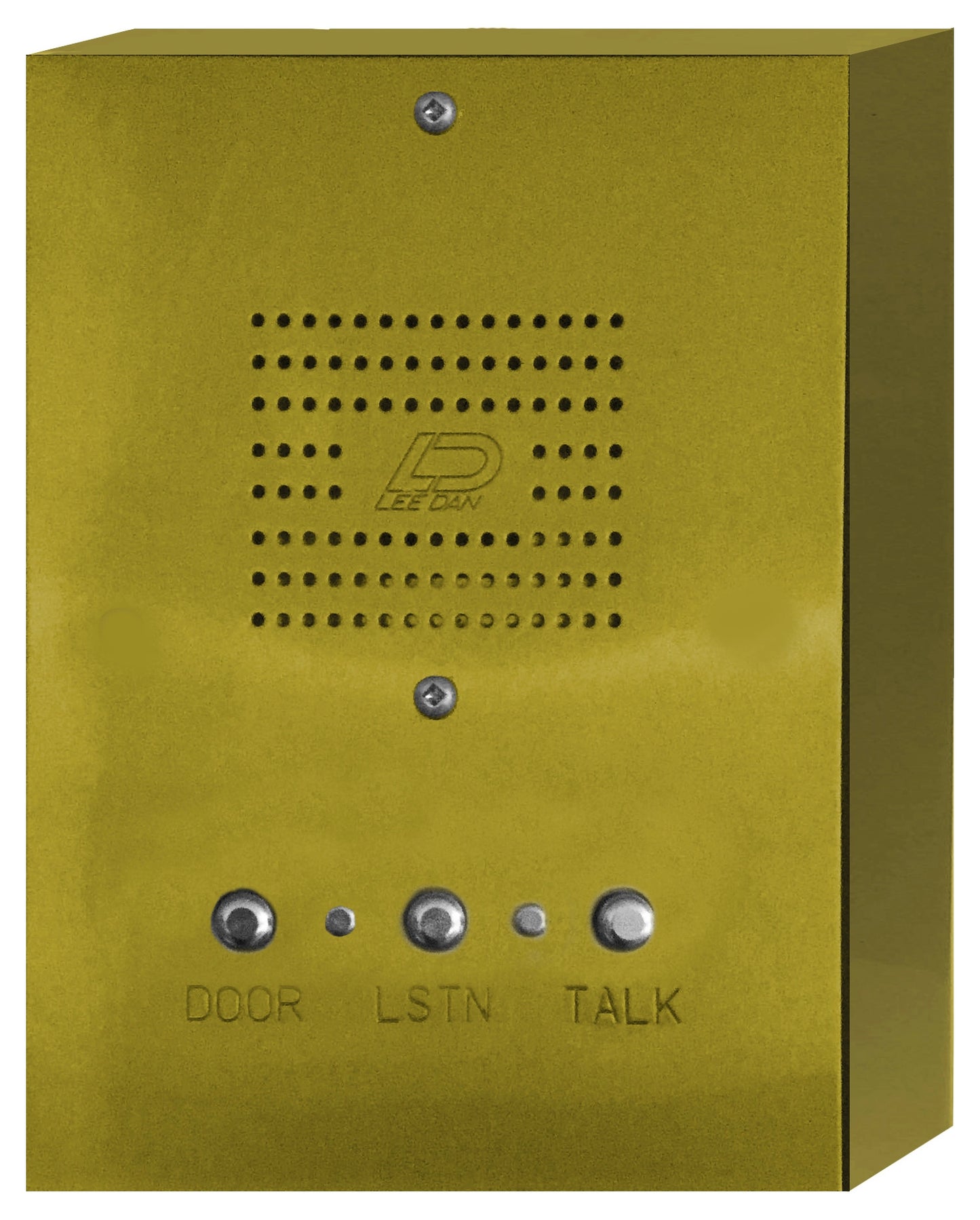 IR-444BRQL 4-Wire Surface Mount  Lacquered Solid Polished Brass Apartment Intercom Stations w/ Round Metal Buttons