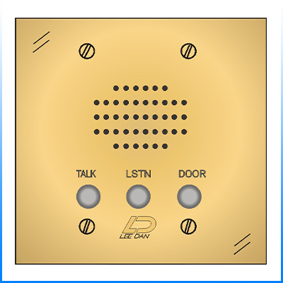 IR-207BRQL 4-Wire Flush Mount Lacquered Solid Polished Brass 2-Gang Apartment Intercom Station 