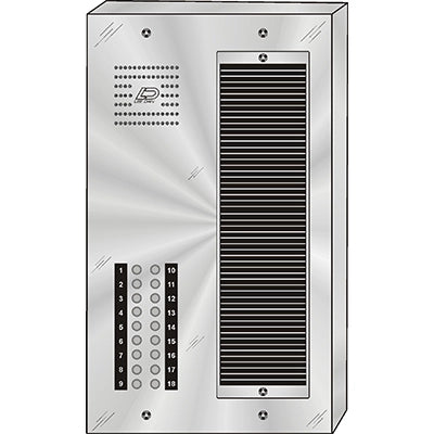 CS-018S 18 Button Surface Mount  CENTURION™ Stainless Steel Apartment Entry Panel  Round Metal Button Style Vandal-Proof Intercom Lobby Panels