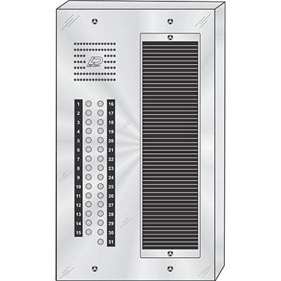 CS-031S 31 Button Surface Mount  CENTURION™ Stainless Steel Apartment Entry Panel  Round Metal Button Style Vandal-Proof Intercom Lobby Panels