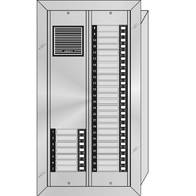 ES-031 31 Button Flush Mount  Style 'E'™ Economy Style Apartment Lobby Panel  Anodized Aluminum/Plastic Intercom Entry Panel
